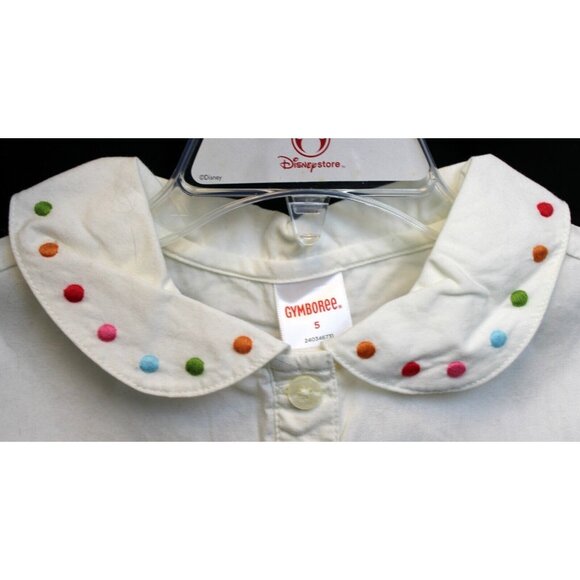 2007 Gymboree Cupcake Cutie White Shirt Blouse Embroidered Dots Button Up Sz 5 - Picture 4 of 5